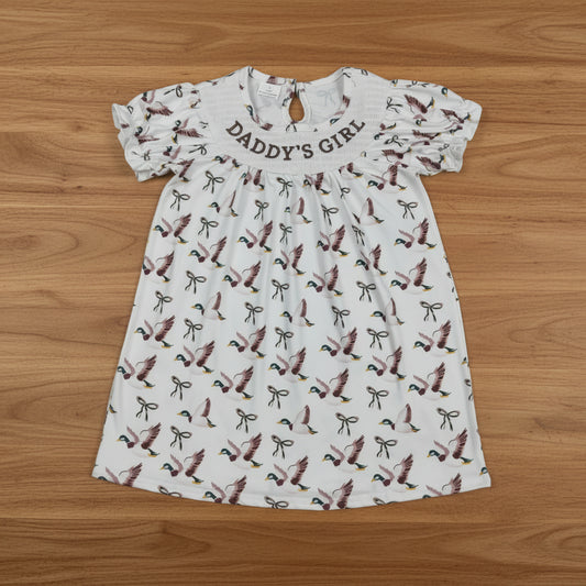 mallard and bow daddy's girl embroidery smock dress