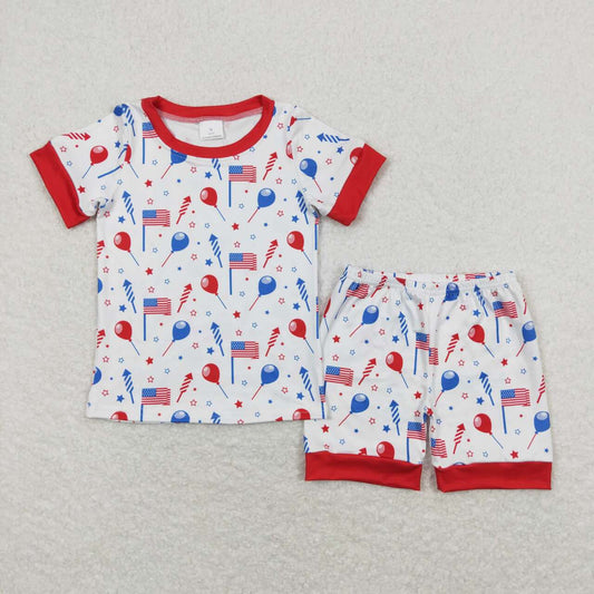 baby boy 4th of july clothes balloon flag rocket pajama set