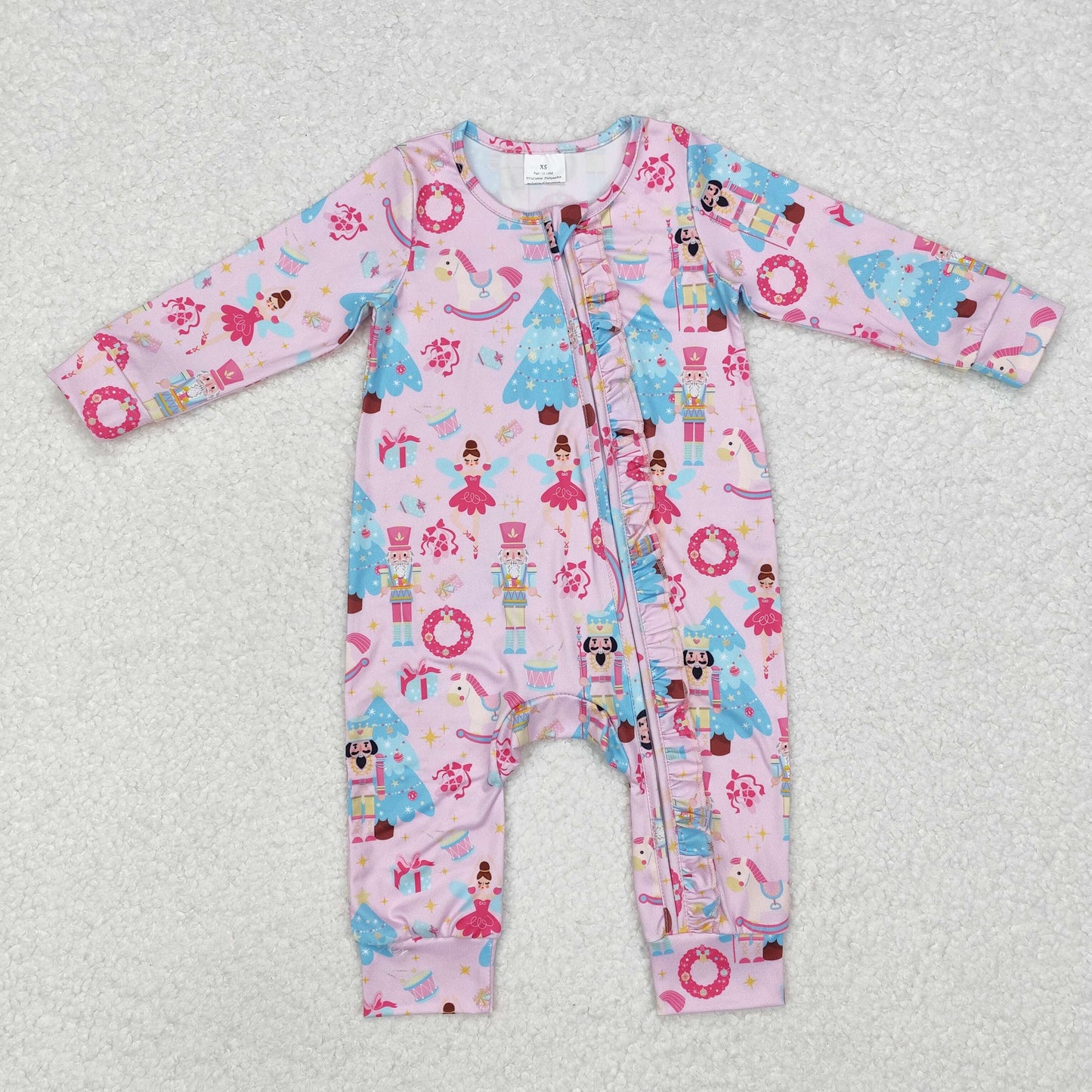 pink nutcracker ballet Christmas baby girl sleeper