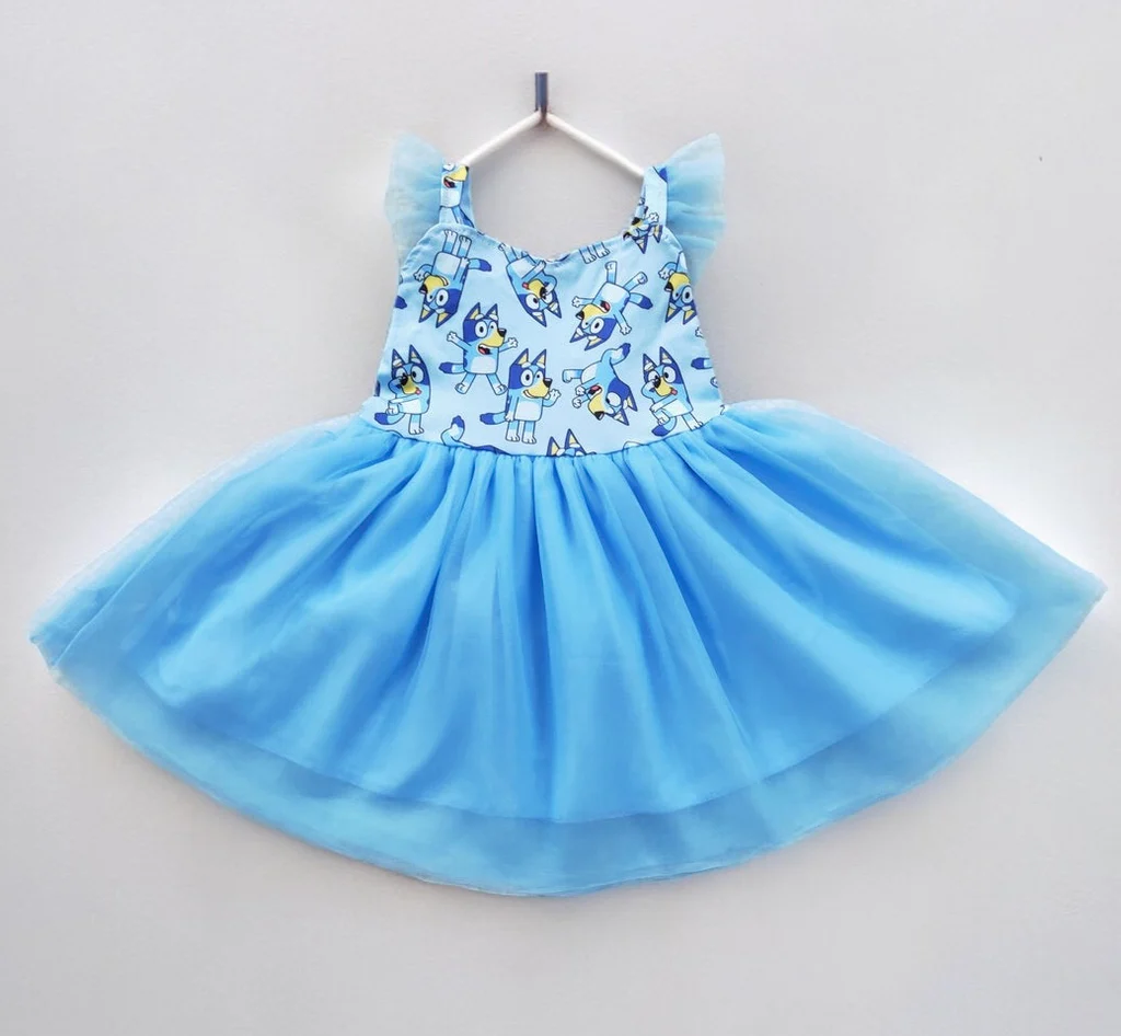 American Cutie Blu*y Blue Tulle Chiffon Girls Dress