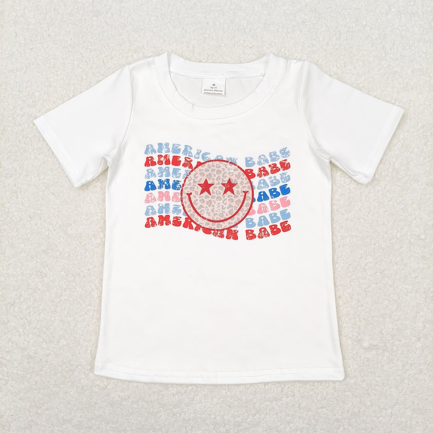 american babe white tee kids 4th of july clothing