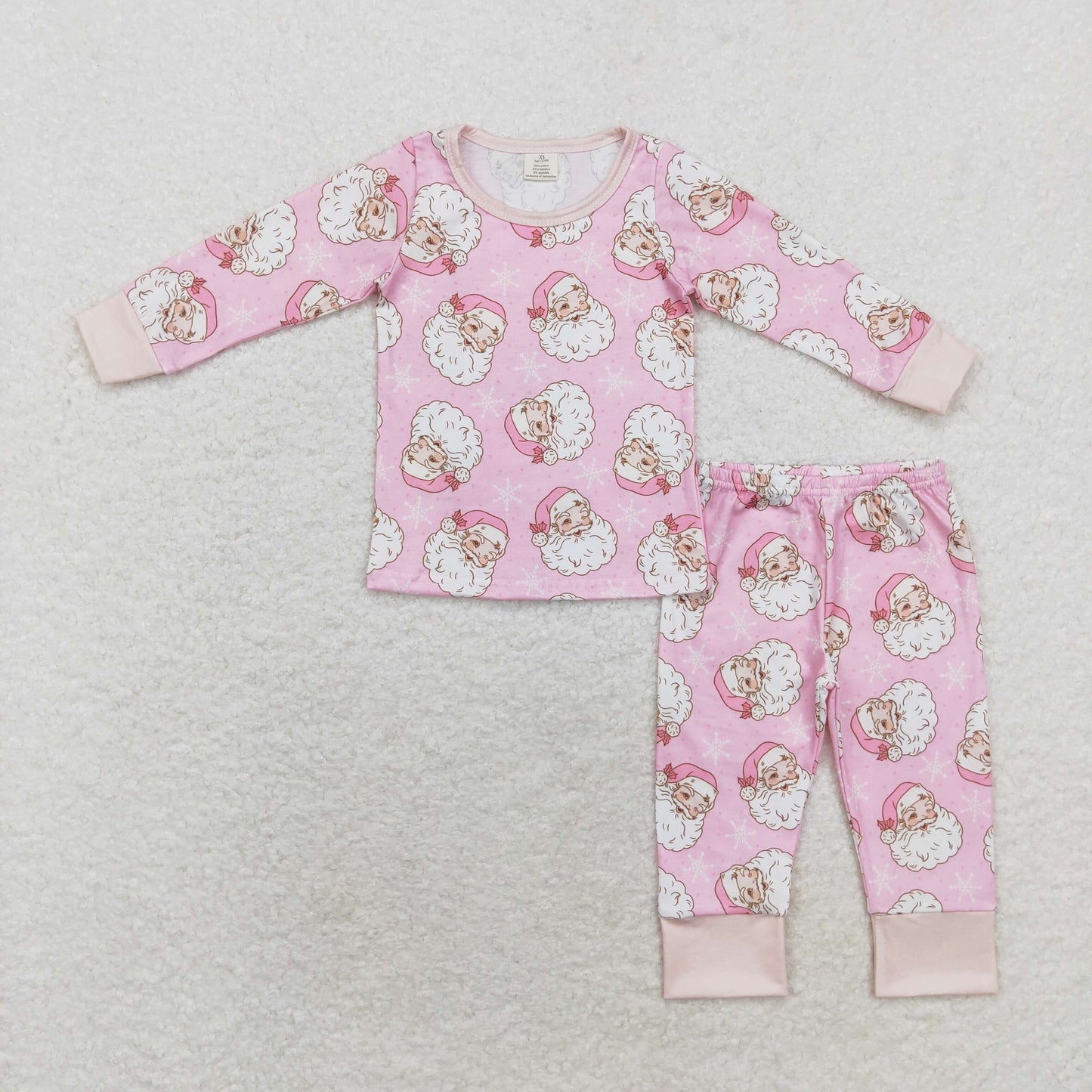 pink santa claus bamboo pajama set girl