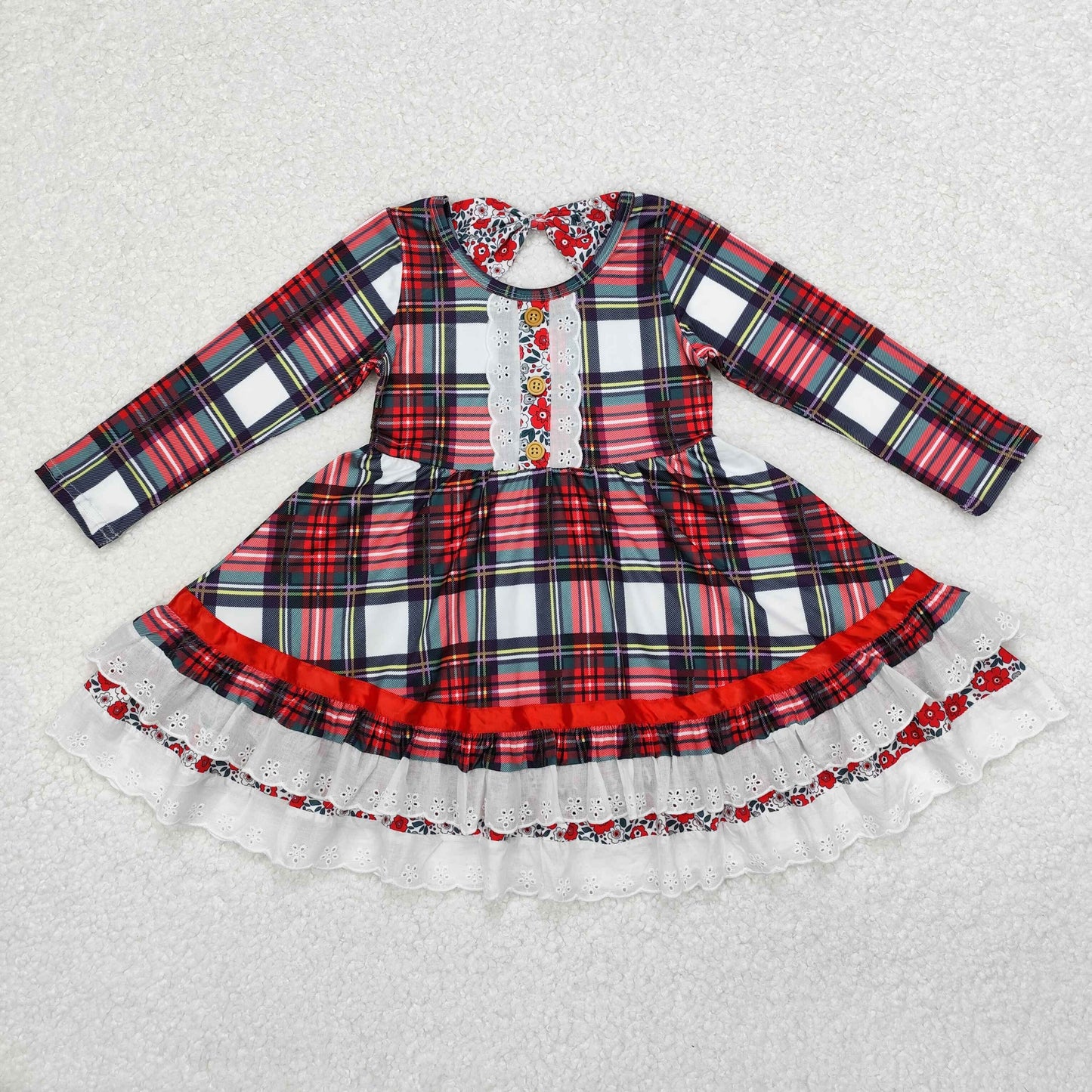 little girl christmas ruffle plaid twirl dress