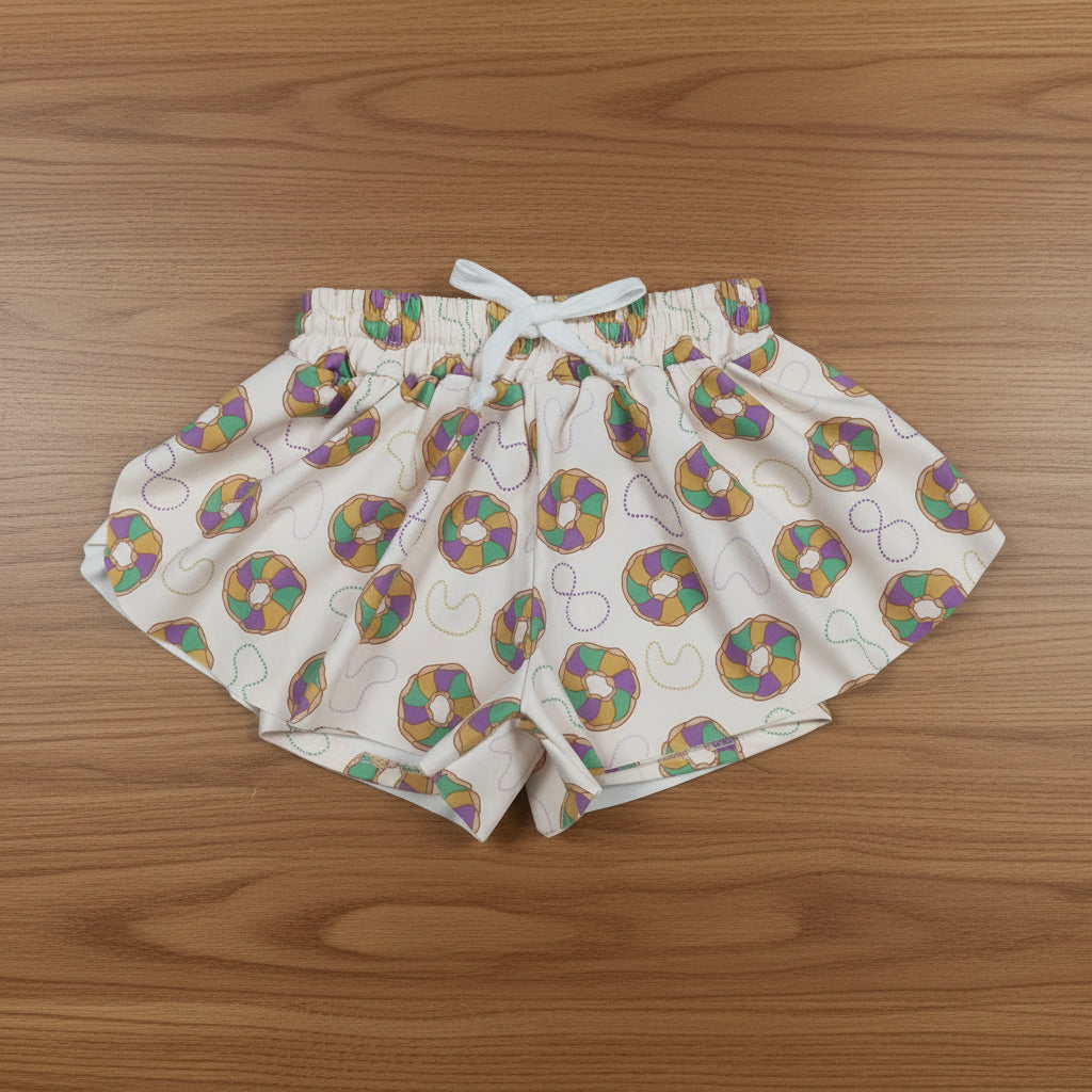 mardi gras king cake athletic girl shorts