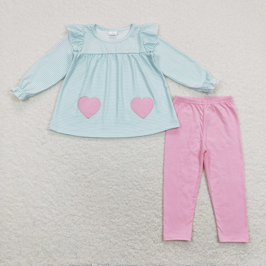 baby girl valentine's day clothing heart embroidery legging set