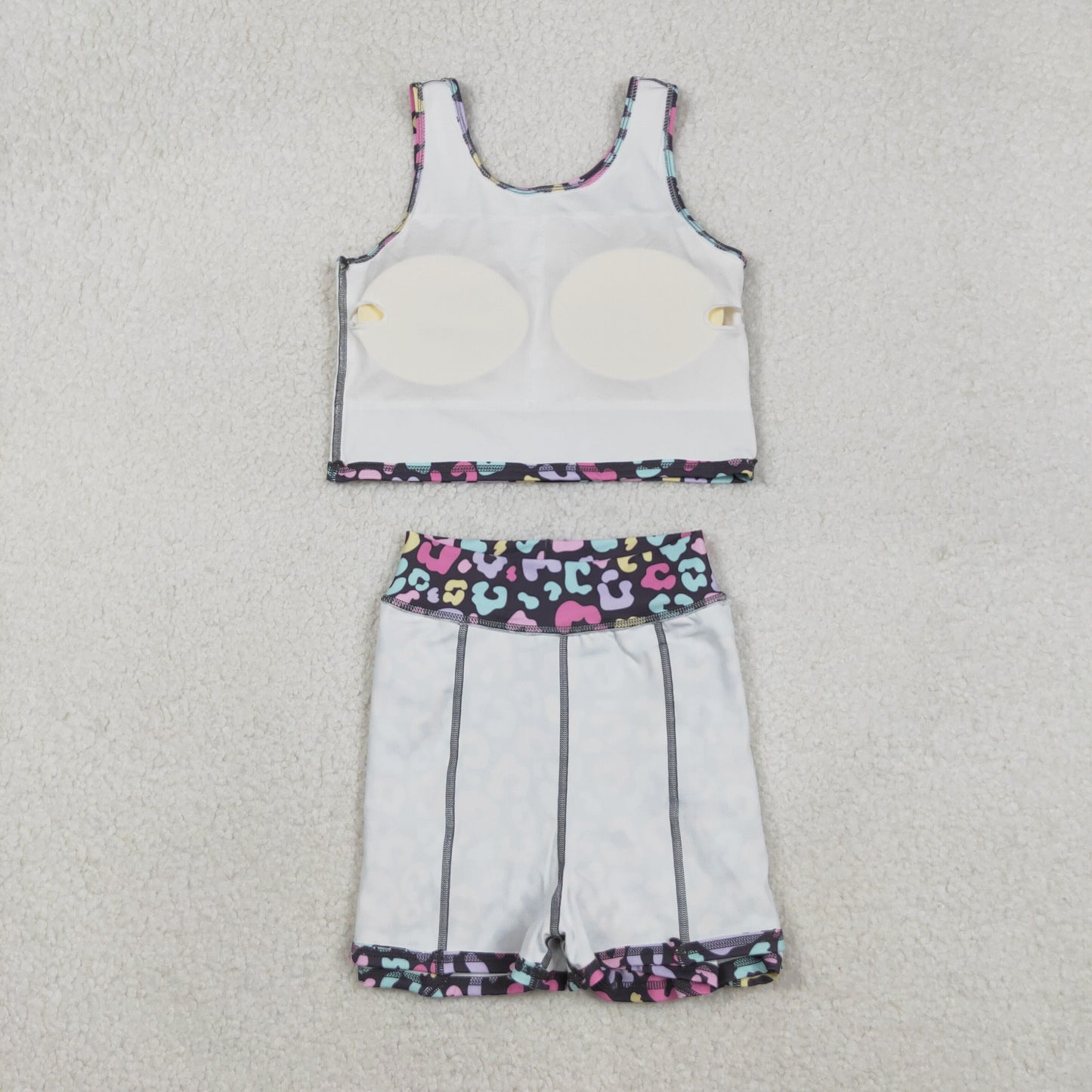 colorful leopard two pieces athletic skort dress set