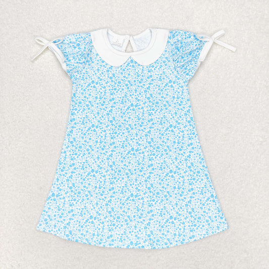 kids blue flower shirt dress