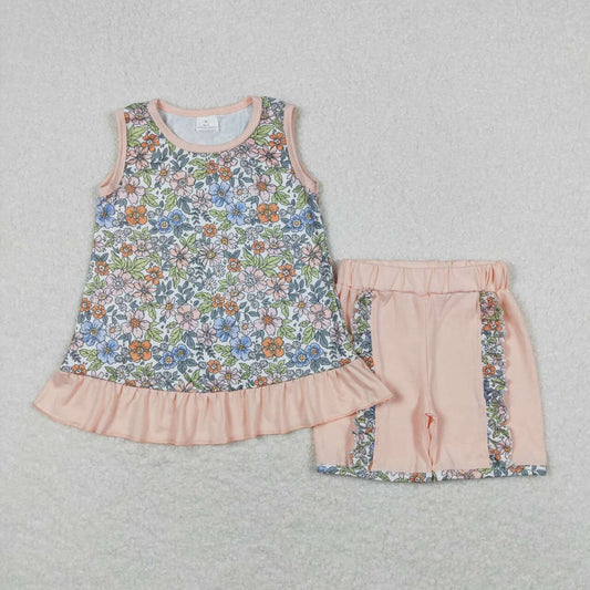 sleeveless daisy floral girl shorts set summer clothes