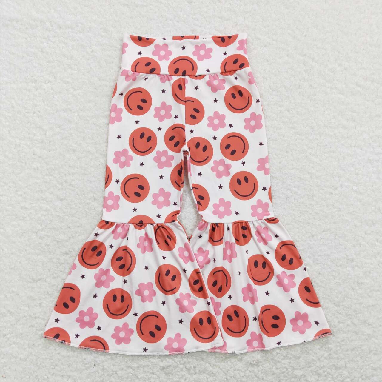 flare smiley floral bell bottom pants