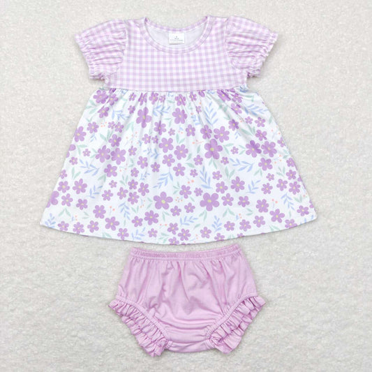 baby girl lavender floral bummie set