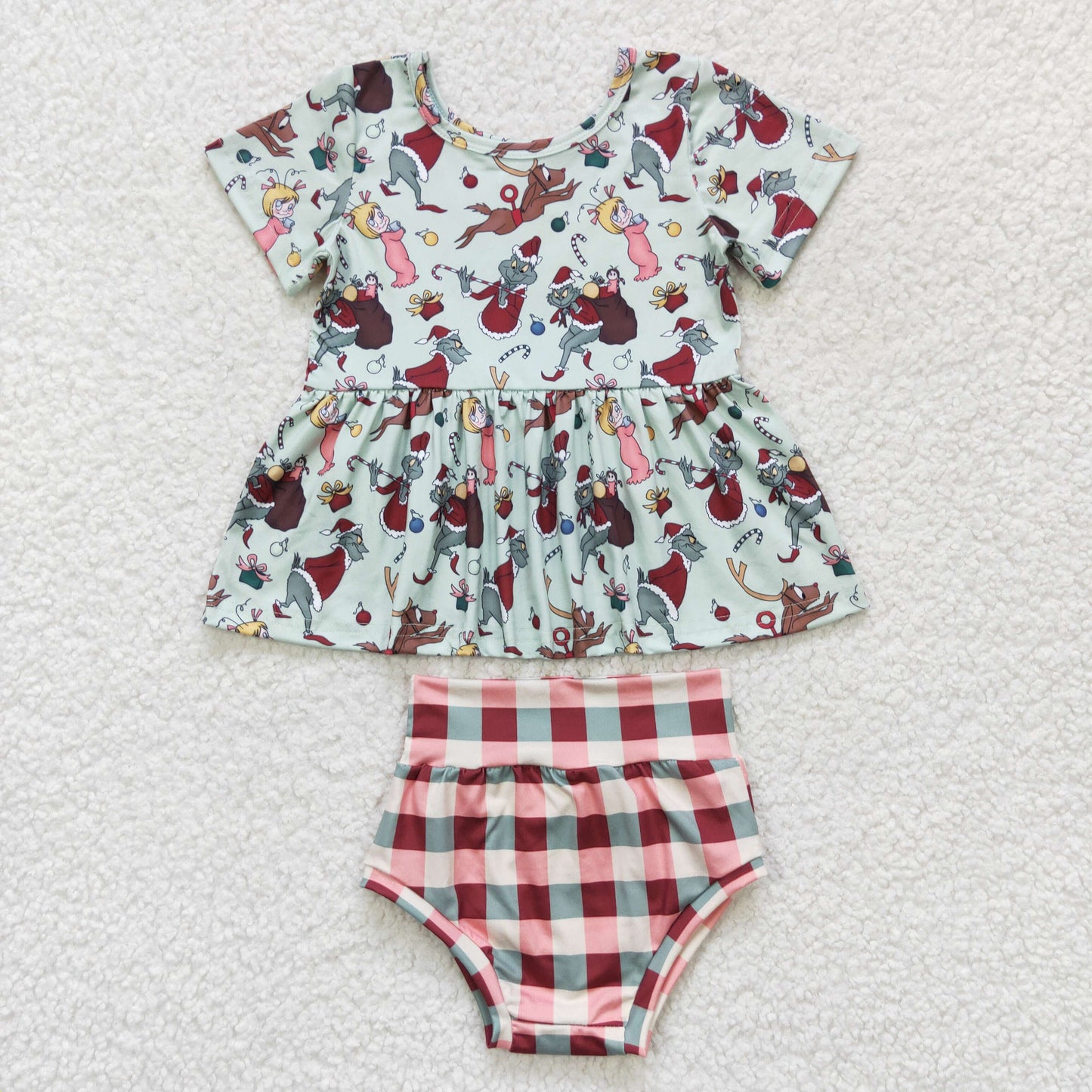 baby christmas bummie set-grinchey