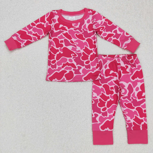 2pieces girl hot pink camo pajama