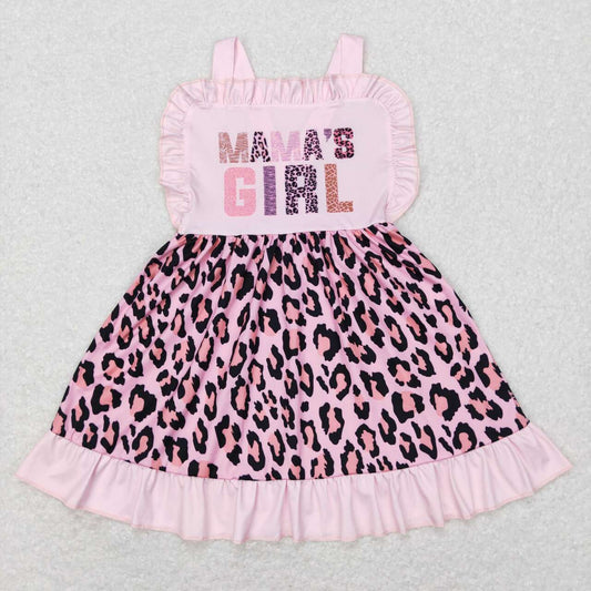 mama's girl pink leopard strap cross back dress