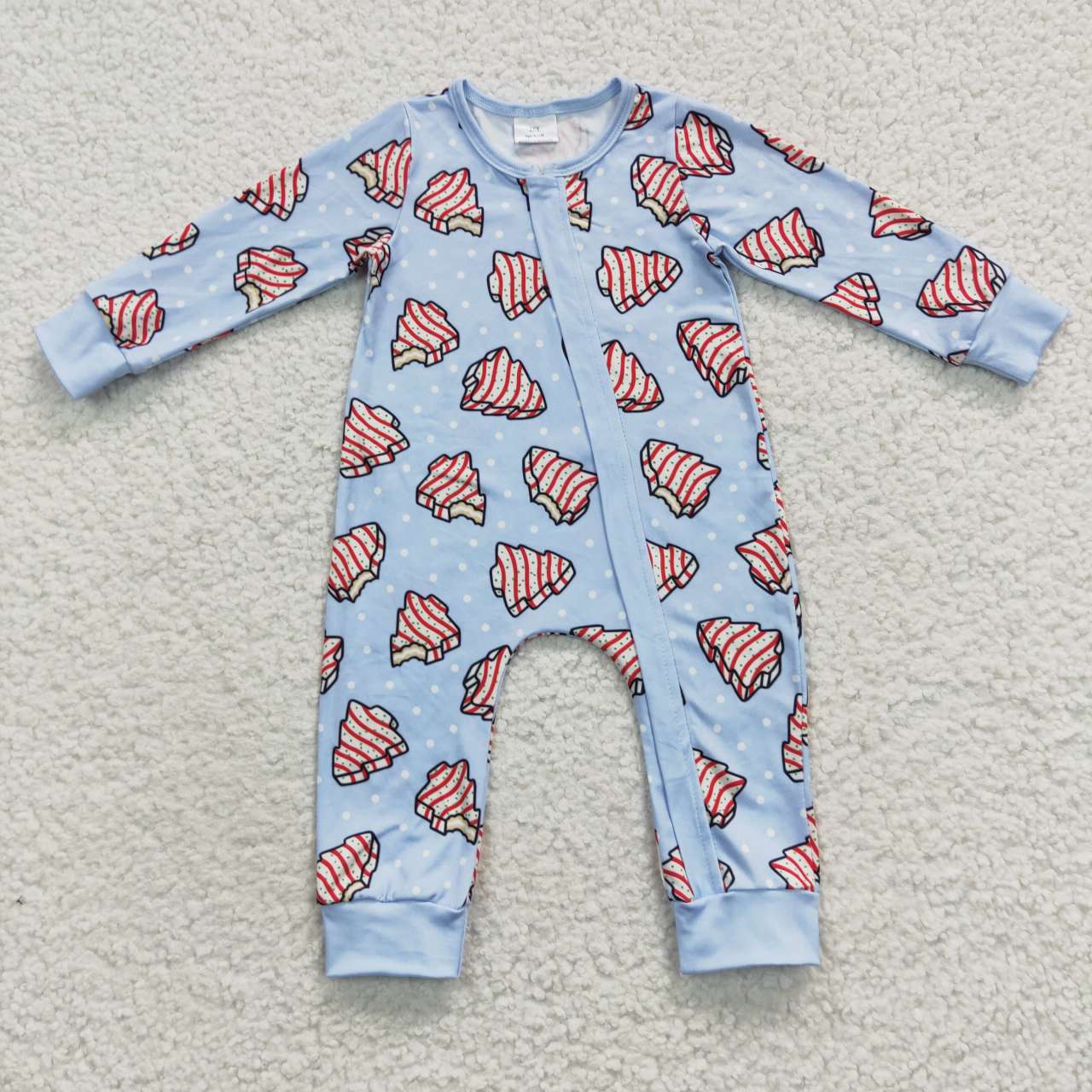 Blue Christmas cake zipper PJs