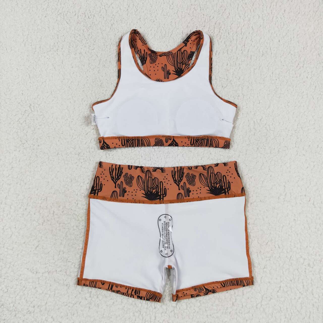 kids girl summer yoga suit wild west cactus brown