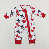 valentine rodeo heart baby zip sleeper