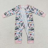 pink dad's fishing buddy baby girl zipper romper