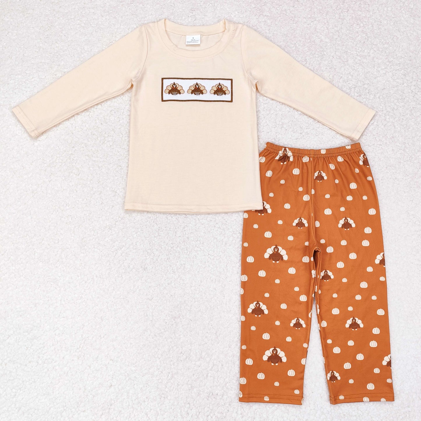 baby boy turkey embroidery pants set