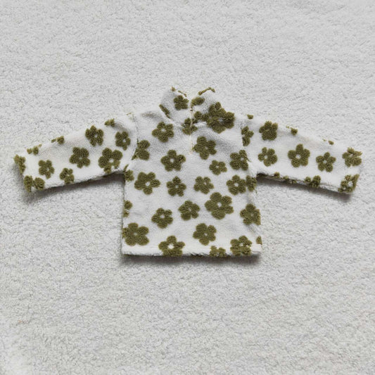 green flower sherap zip coat kids winter top clothing