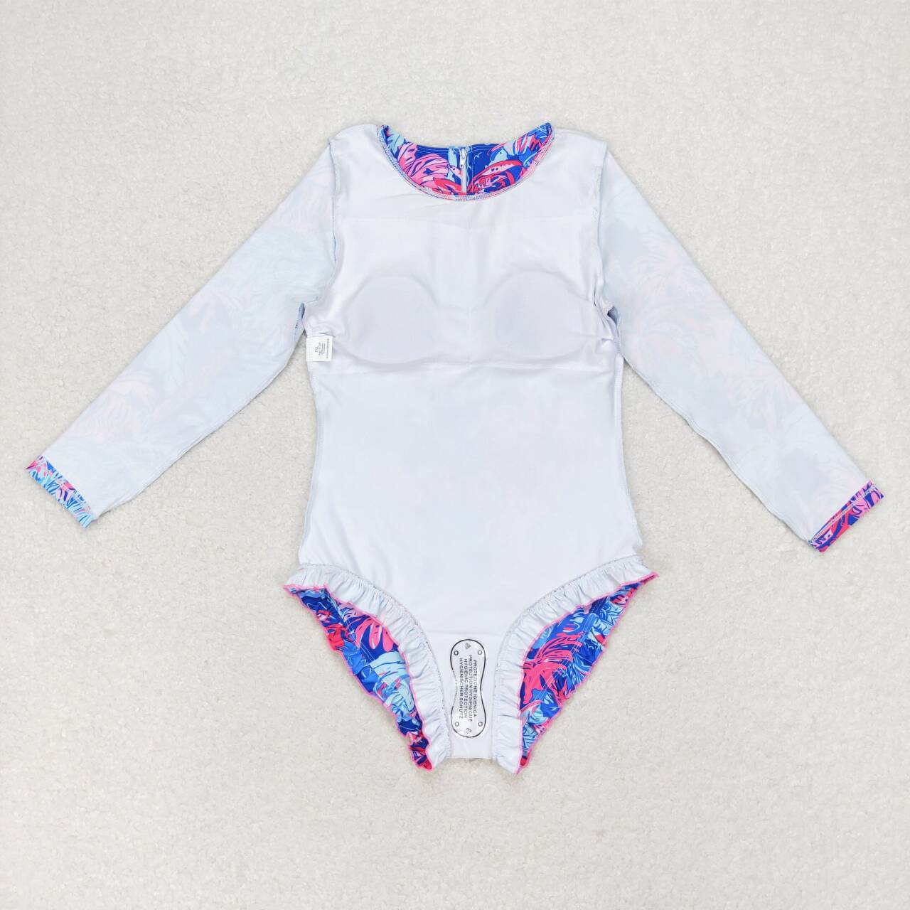 Preppy Barbiecore Palm Trees Blue Pink One Piece Swimsuit