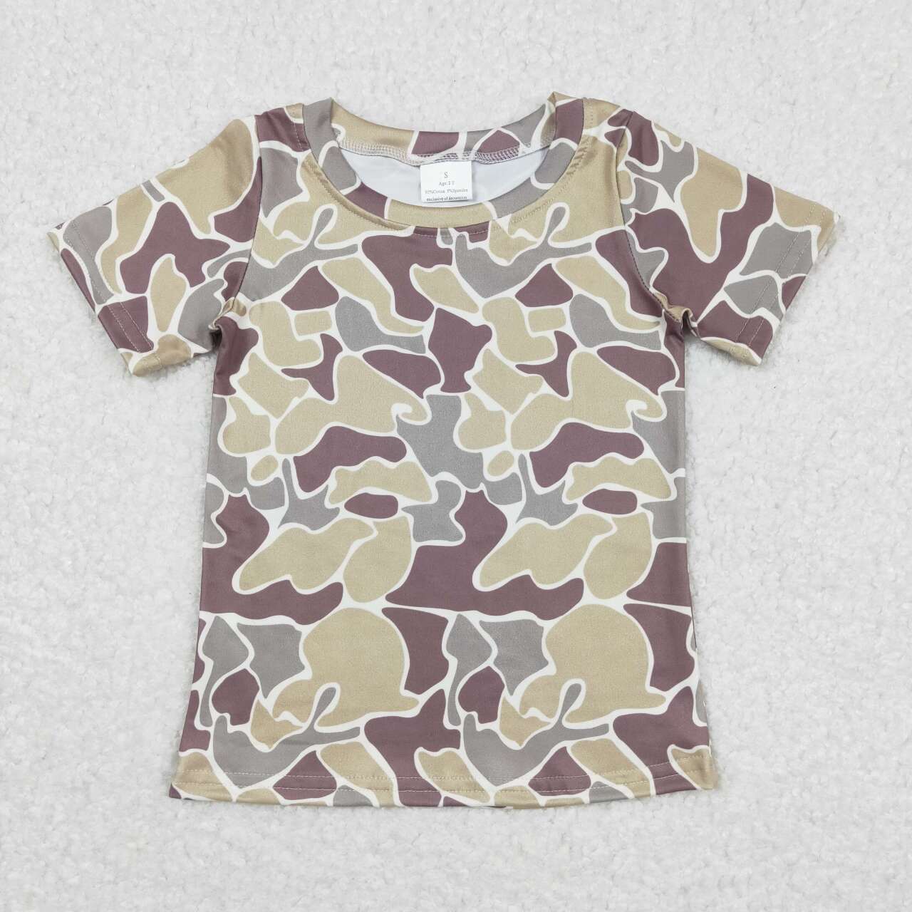 unisex kids clothing summer camo print tee