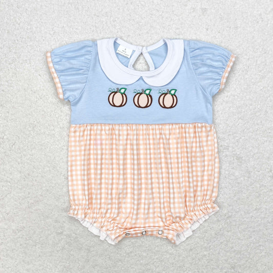 baby girl pumpkin embroidery collared bubble girl