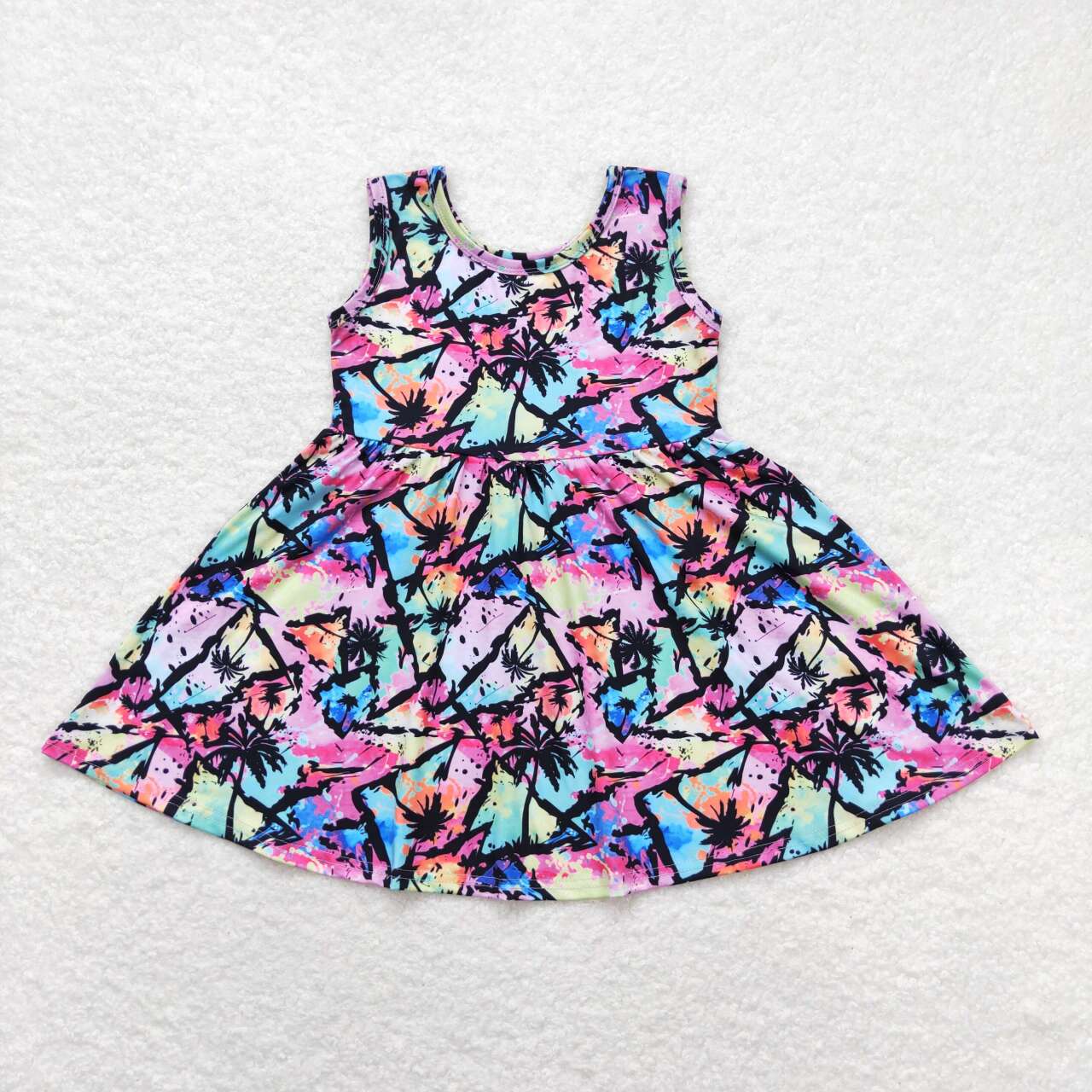 beach side colorful tank dress kids dresses