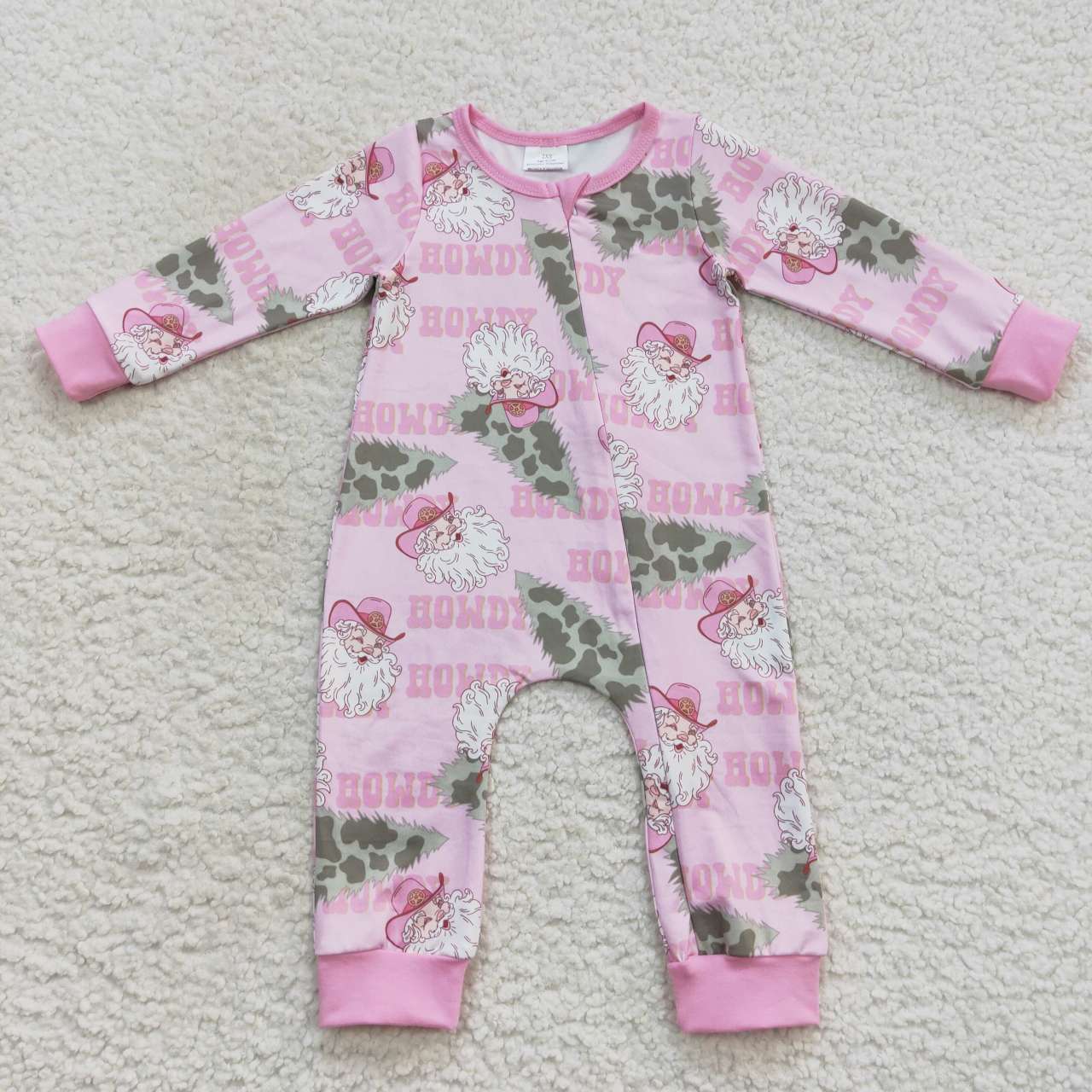 howdy santa zip sleeper, baby girl christmas PJs