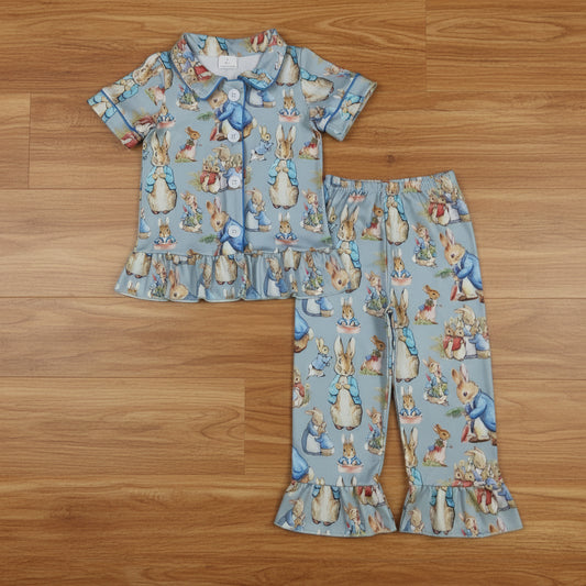 peter rabbit button down pajama outfit