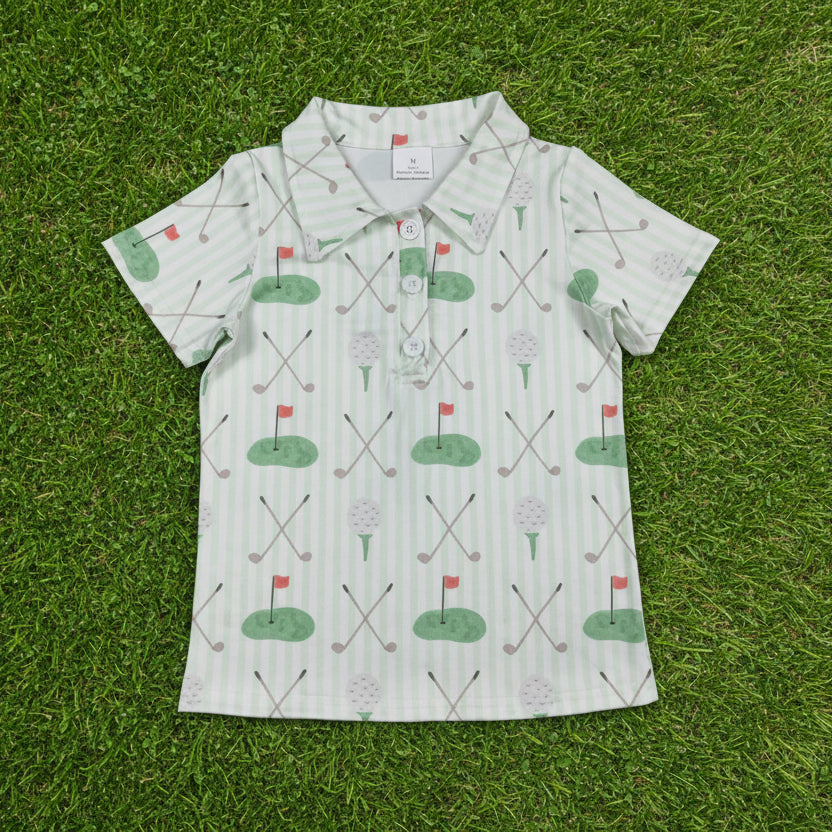 golf print polo t-shirt summer boys top