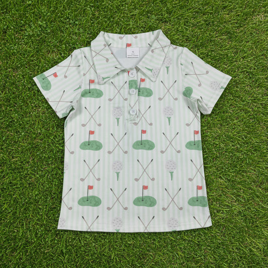 golf print polo t-shirt summer boys top