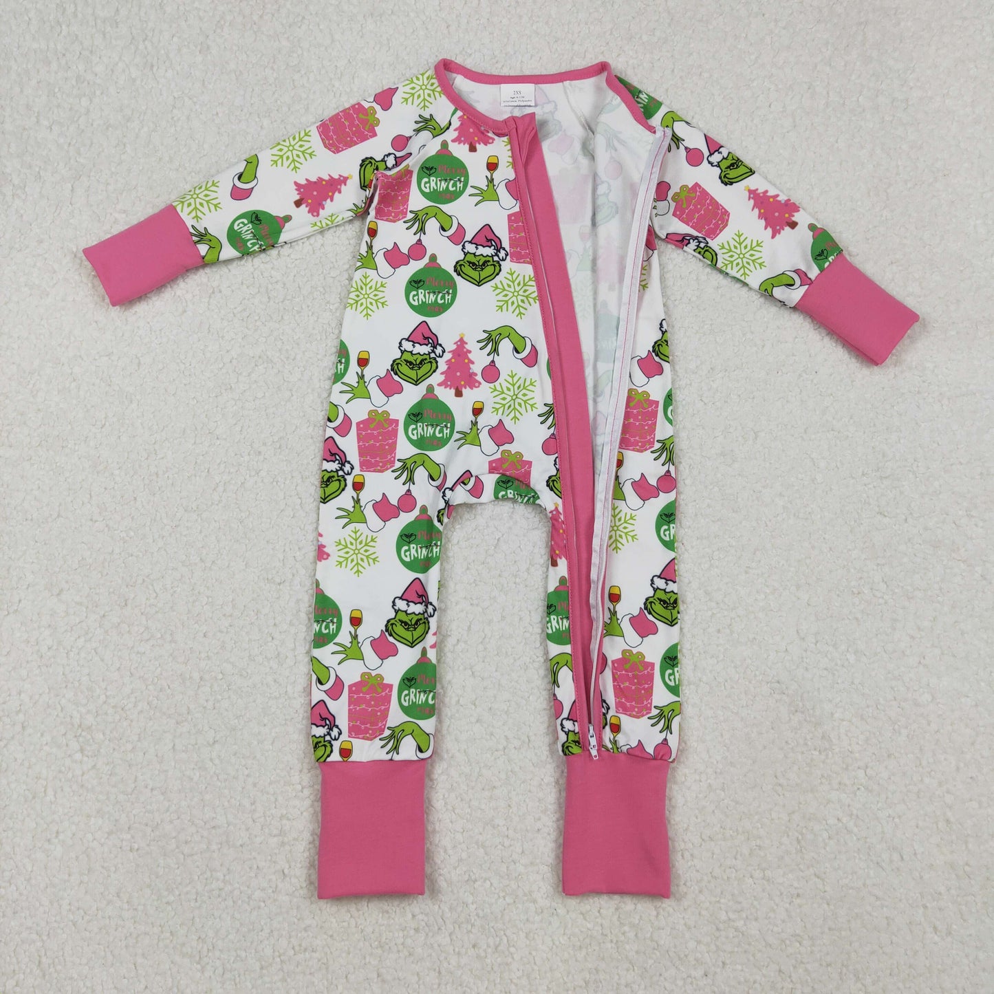merry gri*ch Christmas baby girl zip sleeper