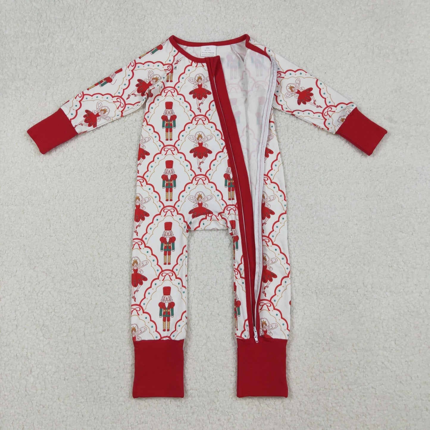 red nutcracker&ballet Christmas baby girl zipper sleeper pajama