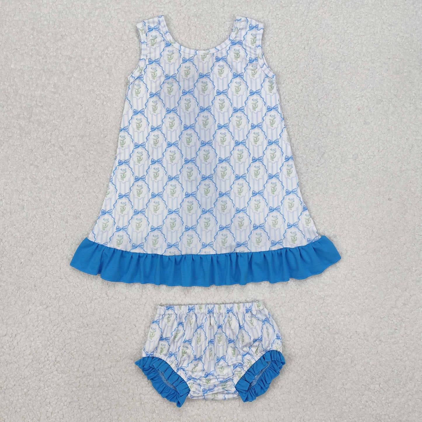 blue ribbonerie bow bummie set