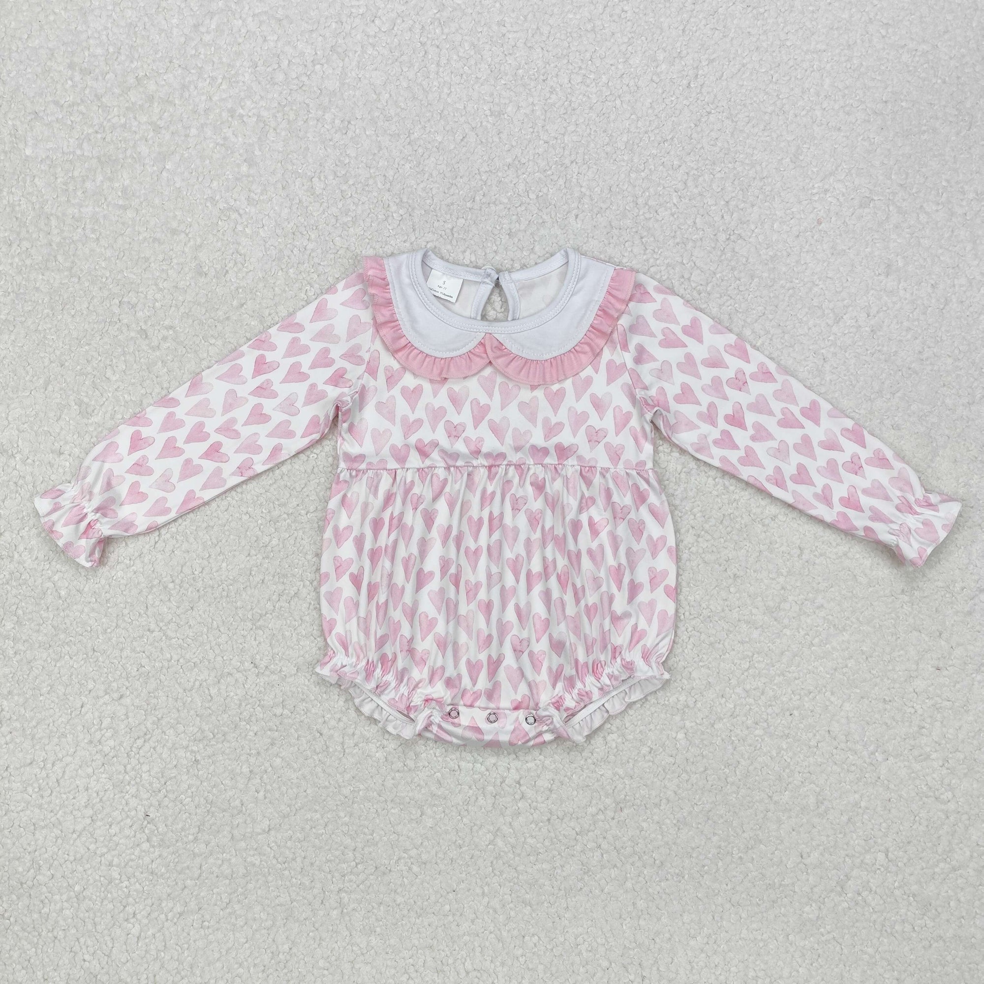 baby girl valentine's day pink heart romper