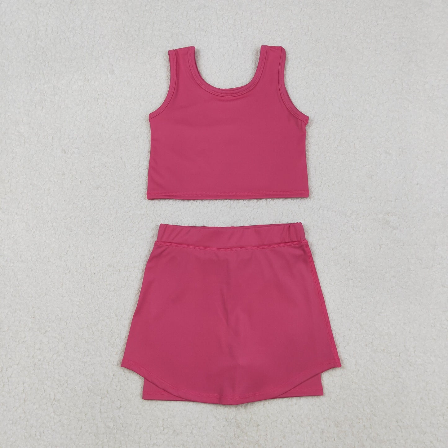 solid hot pink athletic skort tank outfit girls clothes