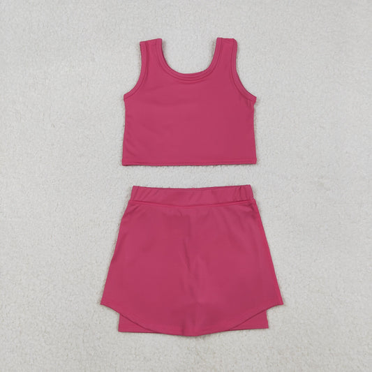 solid hot pink athletic skort tank outfit girls clothes