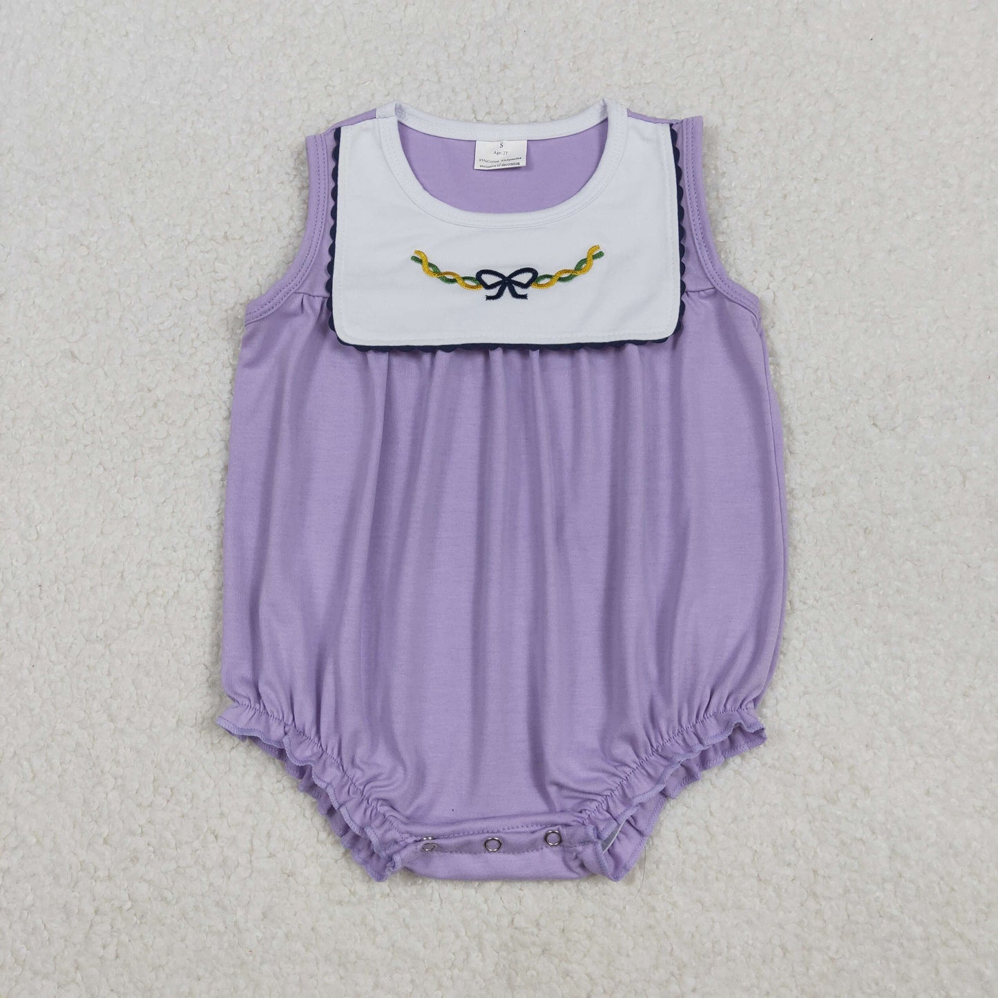 sleeveless mardi gras coquette embroidery purple bubble