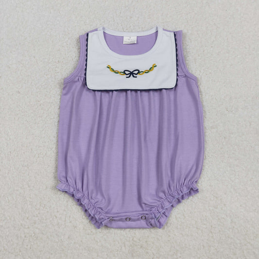 sleeveless mardi gras coquette embroidery purple bubble