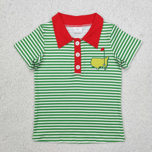 baby boy green stripes golf polo t-shirt