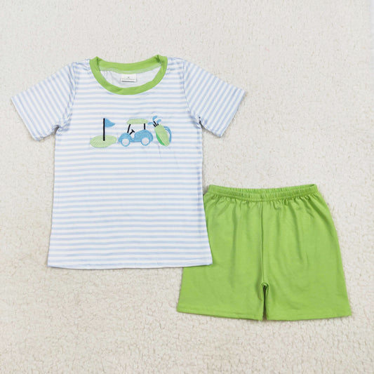 baby boy embroidery golf shorts set