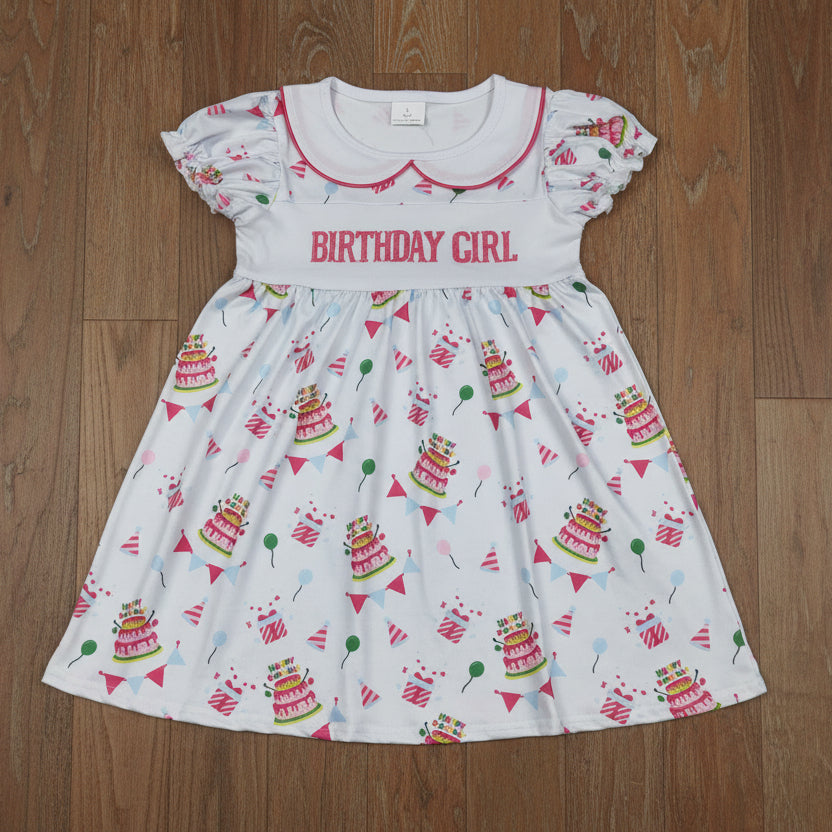birthday girl embroidery cake dress
