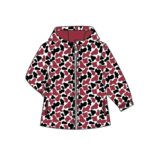 NO MOQ CLOSE 2025 2nd Sept  long sleeve maroon camo zipper hoodie