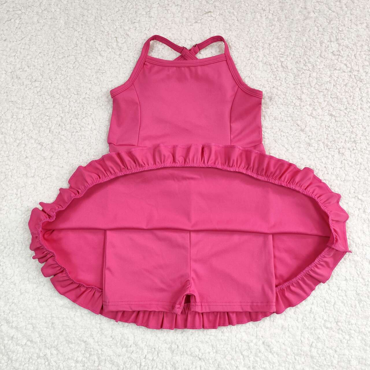 S0440 USA Warehouse Pink Strap Ruffle Swimsuit