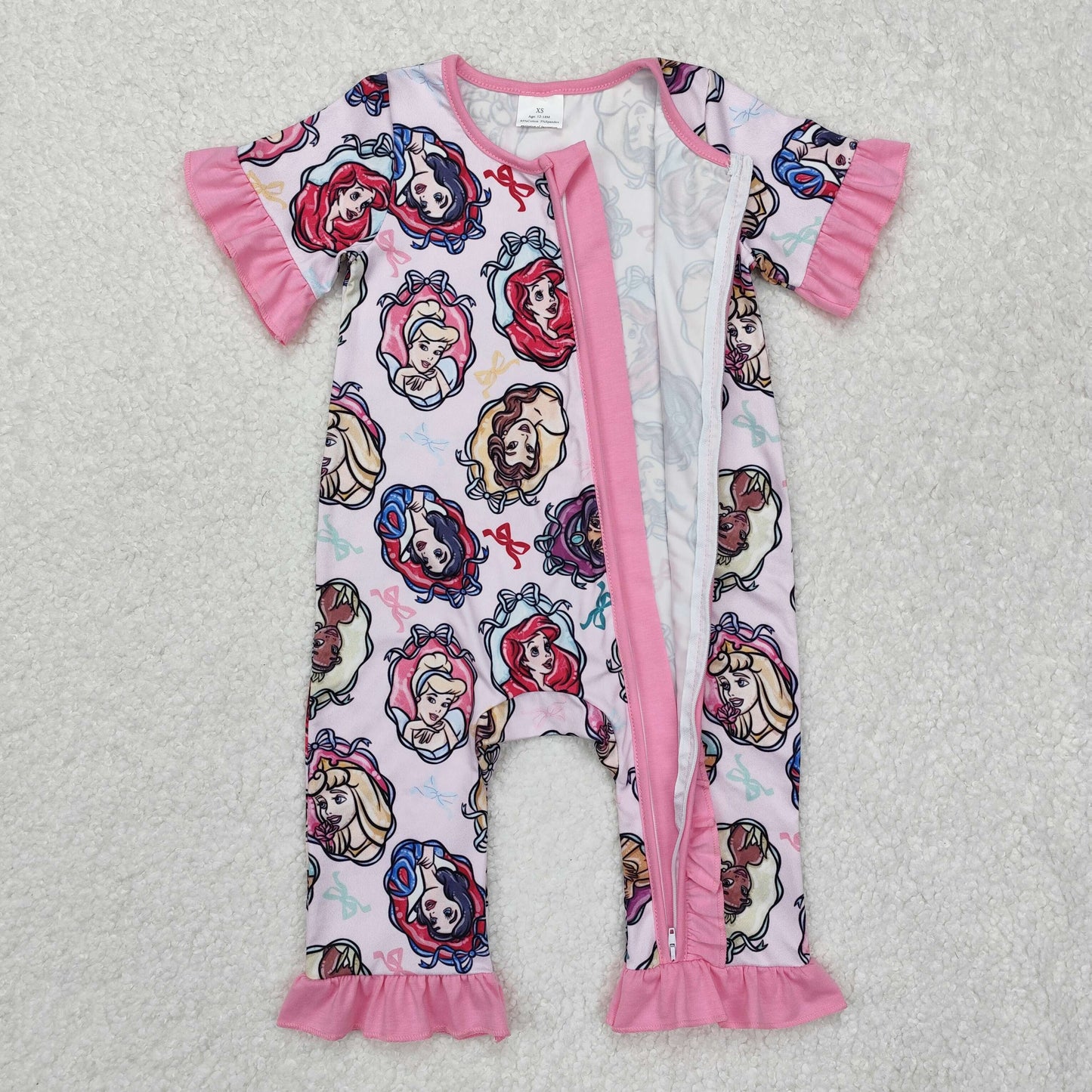 princess print sleeper zipper PJs