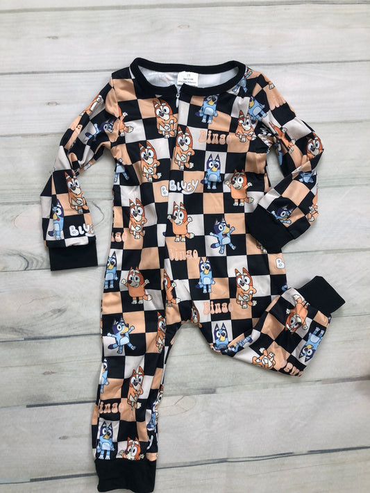 checkered&blu*y sleeper PJs