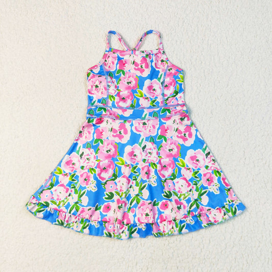 pink flower girl active dress