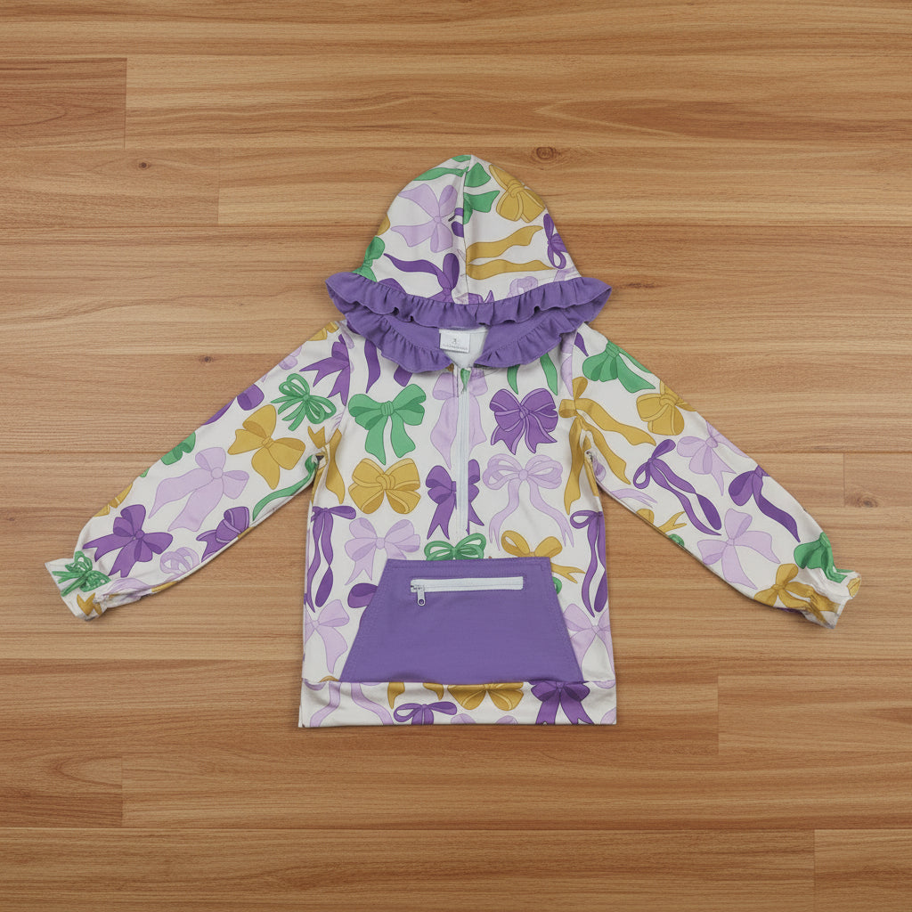 mardi gras coquette girl zipper hoodie with pocket