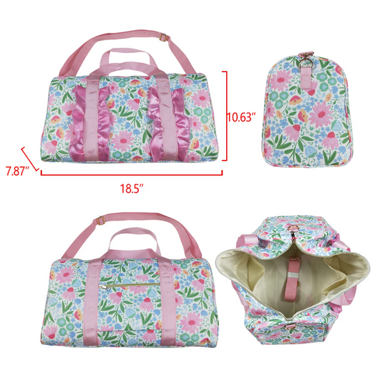pink flower duffel & gym bag
