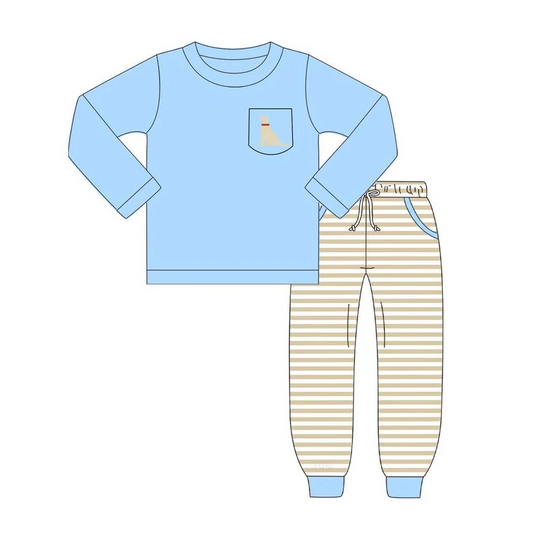 NO MOQ CLOSE 2025 29th Aug dog pocket print stripes pants set